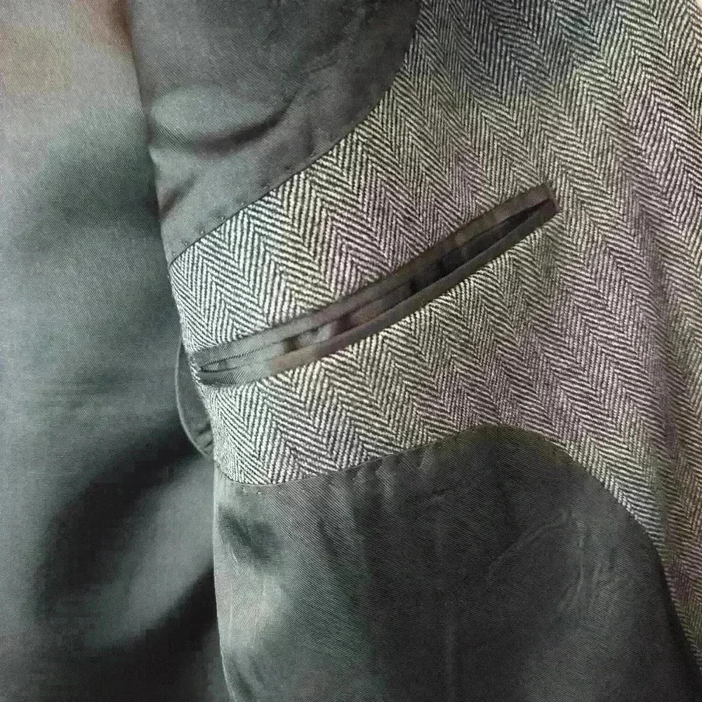 100% Lambswool Joseph & Feiss Men's Blazer Sports Coat 44R Gray Herringbone - Picture 12 of 14